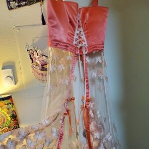 Tudor Inspired Apricot Butterfly Dress